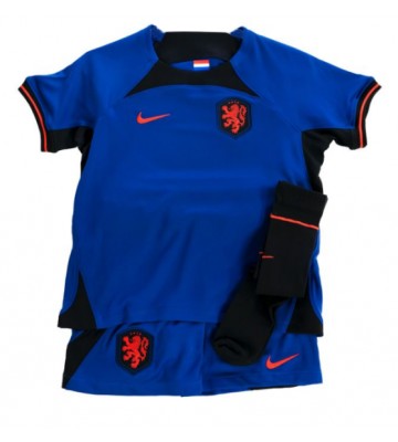 Maillot de foot Pays-Bas Extérieur enfant Monde 2022 Manches Courte (+ pantalon court)